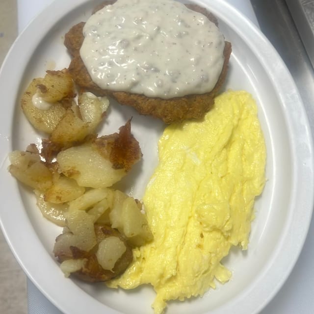 Country Fried Steak & Eggs.